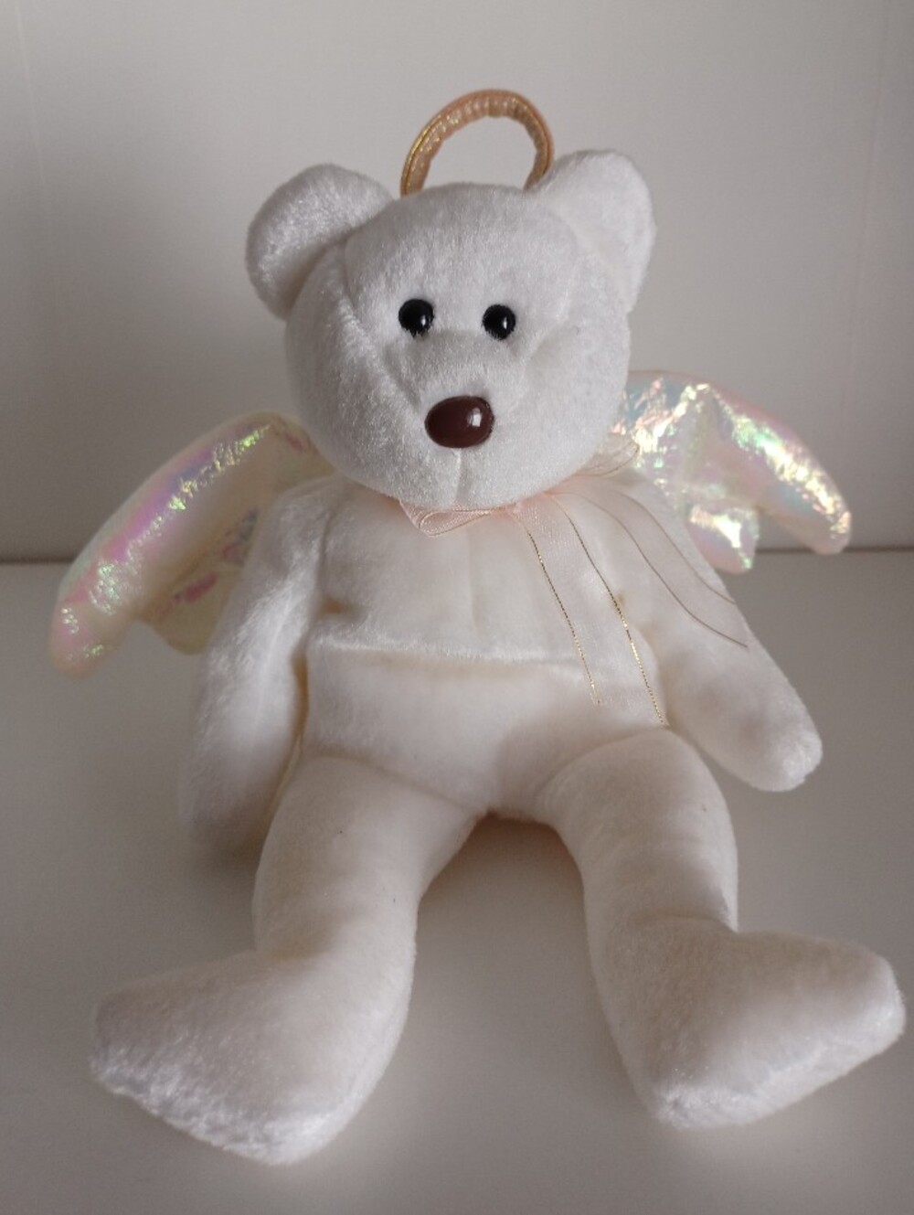 Vintage 1998 Halo Bear Angel Wings Ty Beanie Baby 90s Toy Collectible Plush